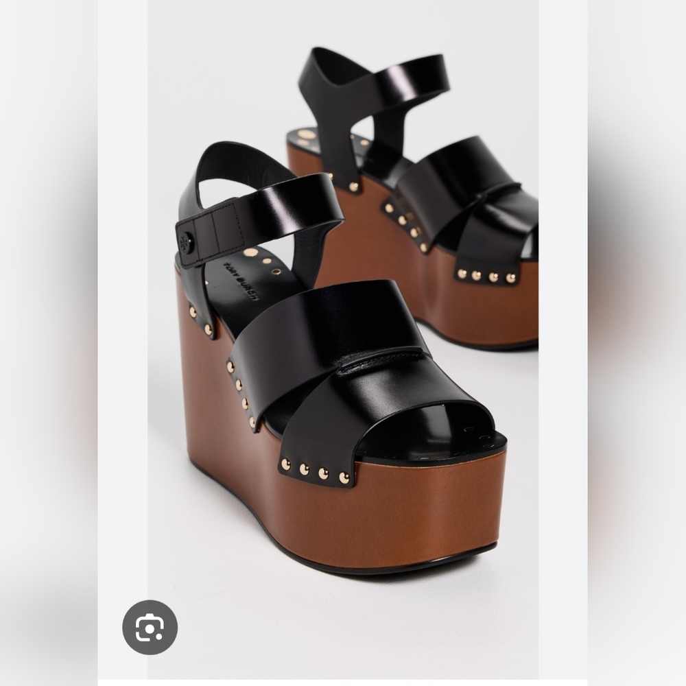 TORRY BURCH Black and Brown Platform Sandals - Picture 4 of 10